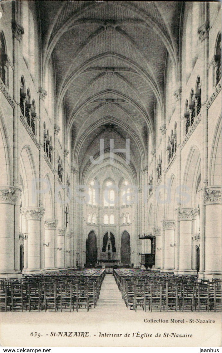 St Nazaire - Interieur de l'Eglise de St Nazaire - church - 639 - old postcard - France - unused - JH Postcards