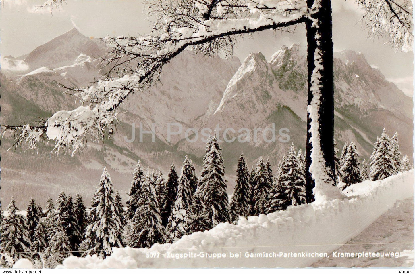 Zugspitz Gruppe bei Garmisch Partenkirchen - Kramerplateauweg - Bahnpost - old postcard - 1967 - Germany - used - JH Postcards