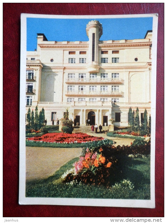 main entrance to the sanatorium Kemeri - Jurmala - 1962 - Latvia USSR - unused - JH Postcards