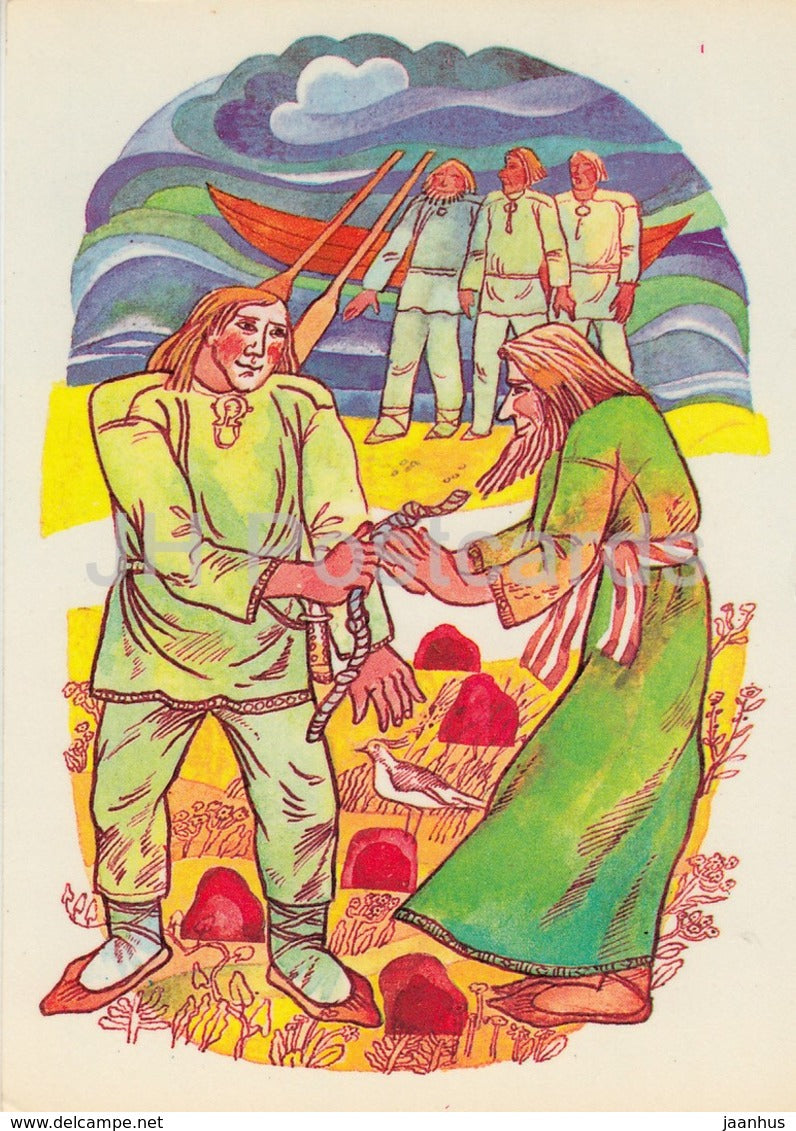 illustration by I. Raudsepp - Wind assemblies - folk costumes - Estonian Fairy Tales - 1979 - Estonia USSR - unused - JH Postcards