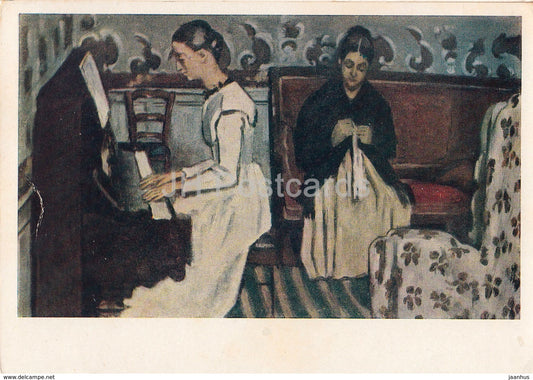 painting by Paul Cezanne - Girl at Pianino - French art - 1962 - Russia USSR - unused - JH Postcards