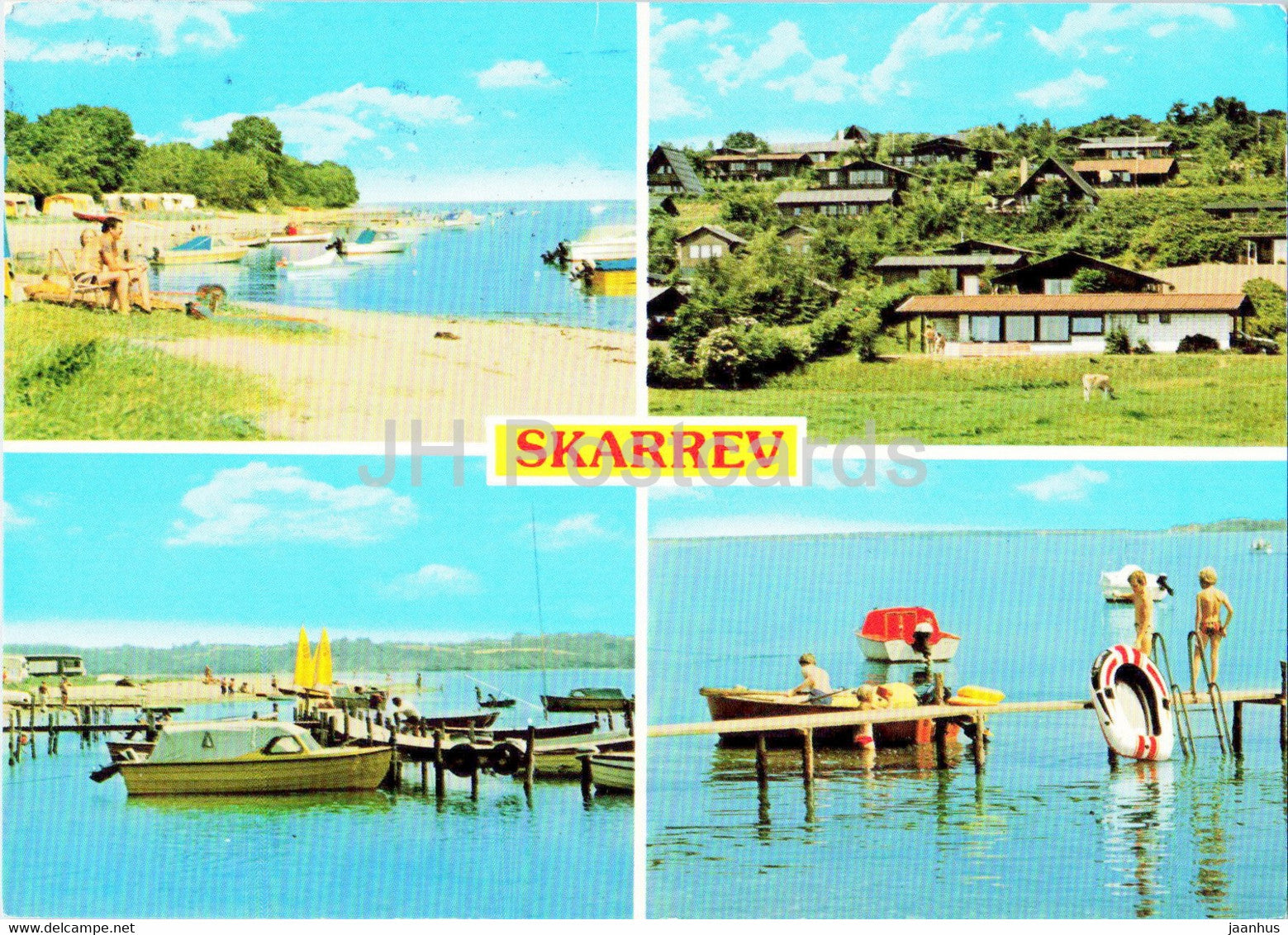 Skarrev Camping - boat - multiview - Denmark - used - JH Postcards