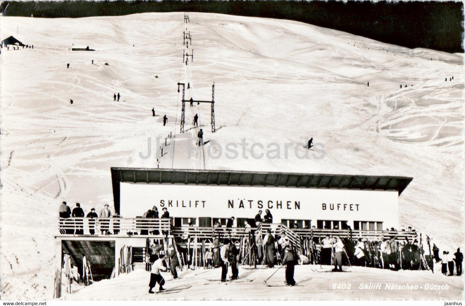 Skilift Natschen Gutsch - skiing - 6402 - old postcard - Switzerland - unused - JH Postcards