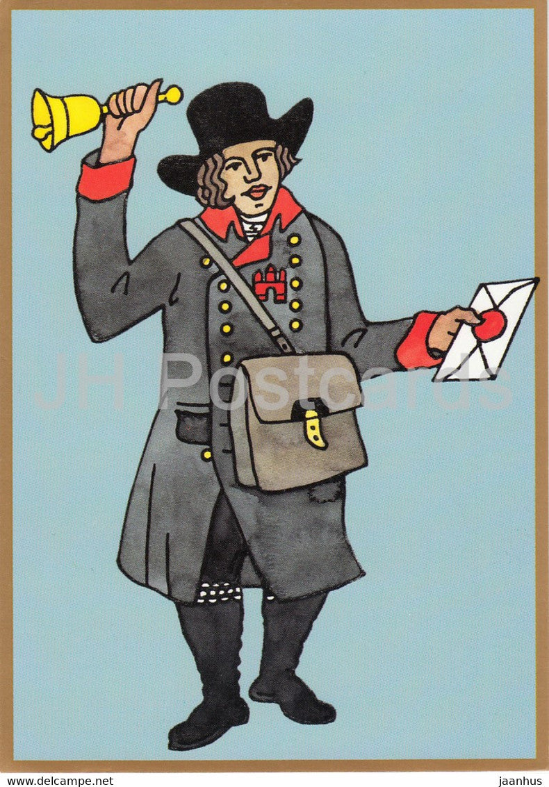 Bote der hamburgischen Fusspost 1808 - Messenger of the Hamburg foot mail - illustration - Germany - unused - JH Postcards