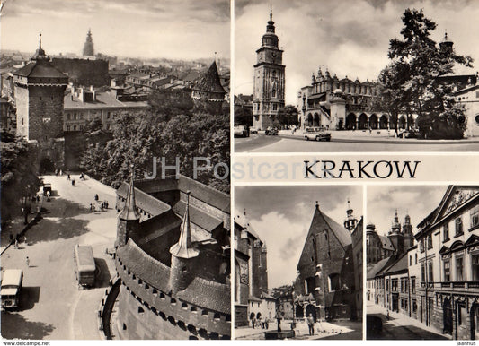 Krakow - Barbakan i Brama Florianska - multiview - Poland - used - JH Postcards