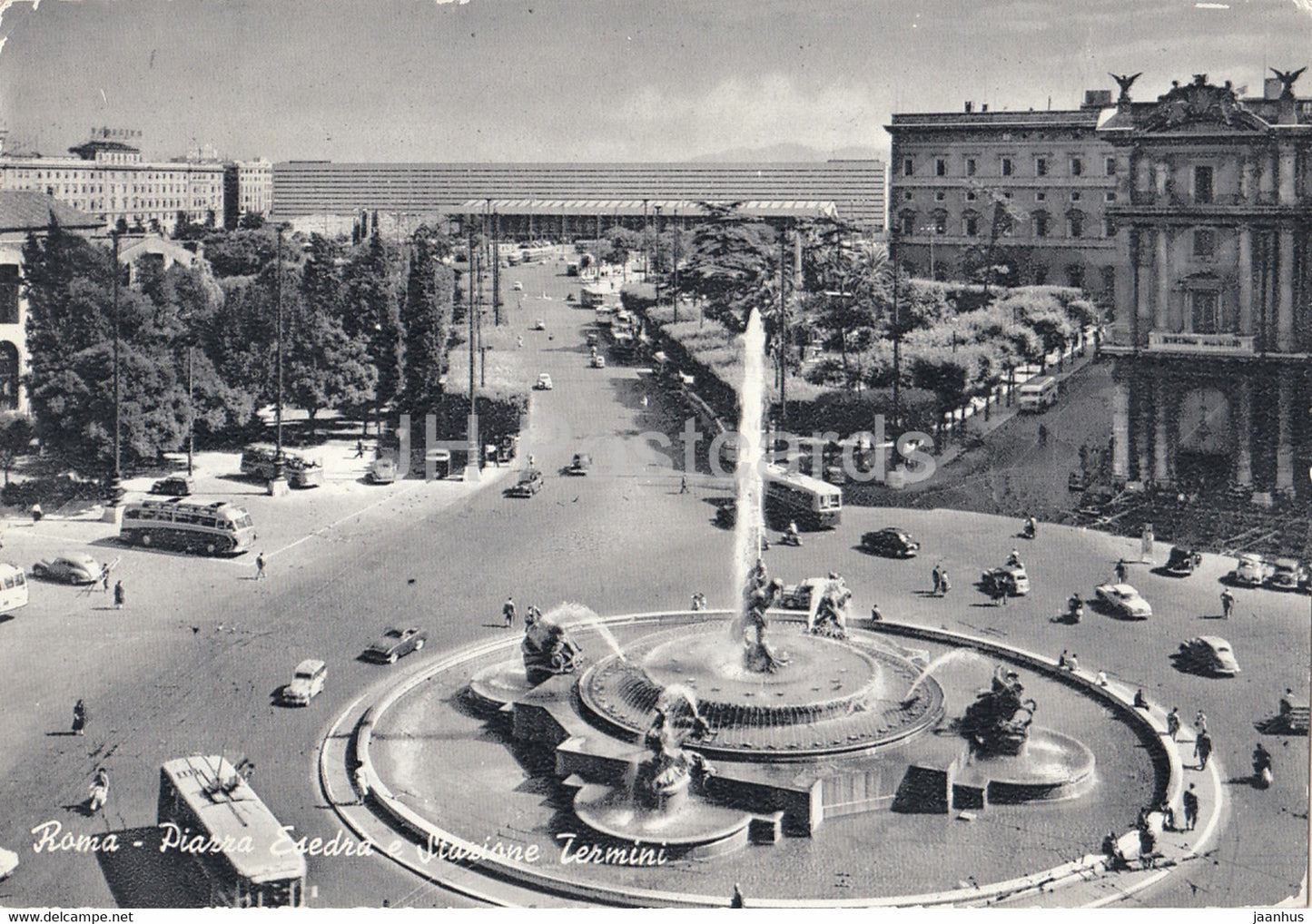 Roma - Rome - Piazza Esedra e Stazione Termini - bus - square - 1966 - Italy - used - JH Postcards