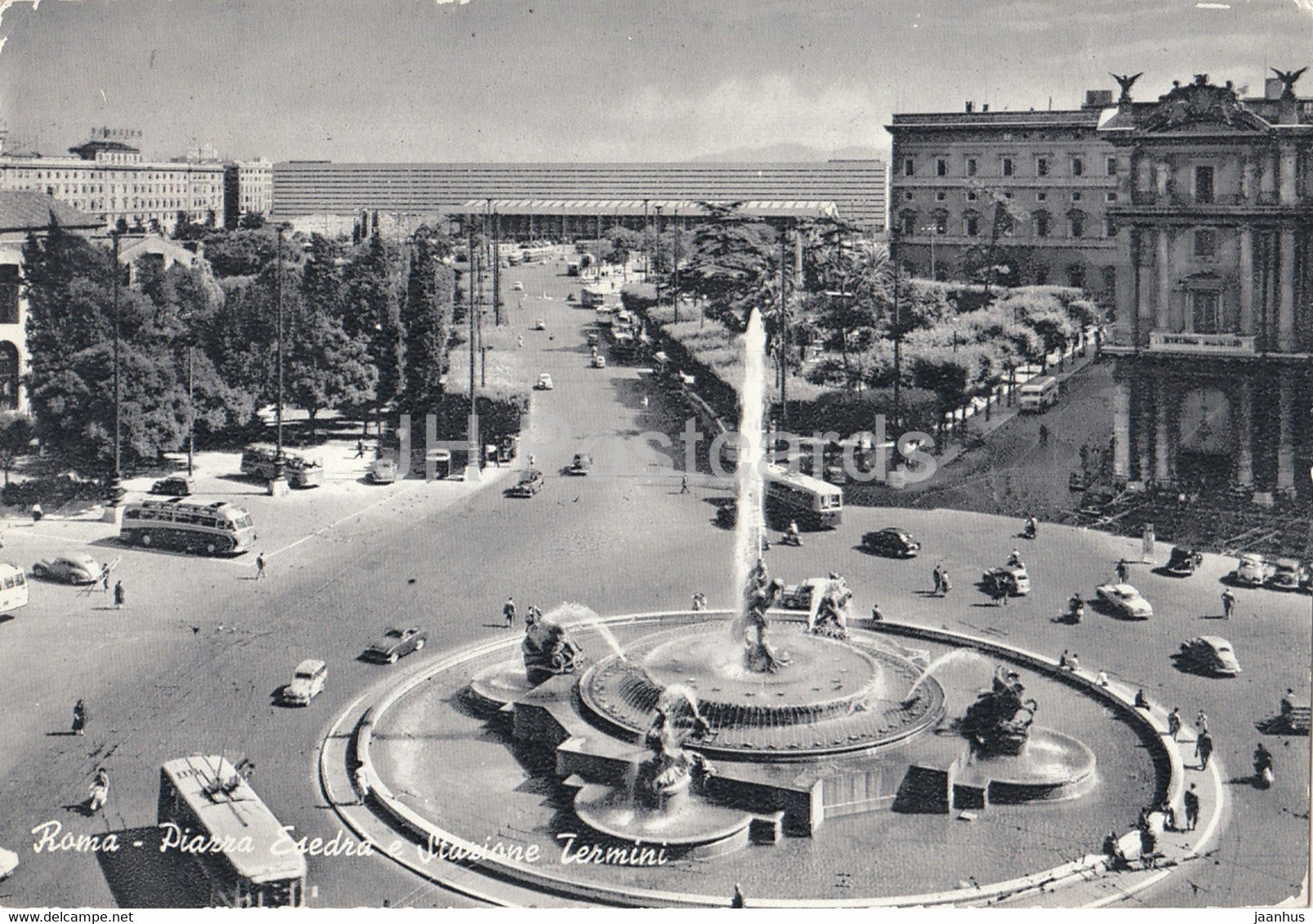 Roma - Rome - Piazza Esedra e Stazione Termini - bus - square - 1966 - Italy - used - JH Postcards