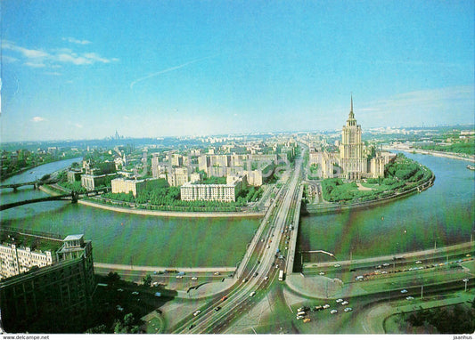 view on Kutuzov Avenue - bridge - Moscow - 1 - 1987 - Russia - USSR - unused - JH Postcards