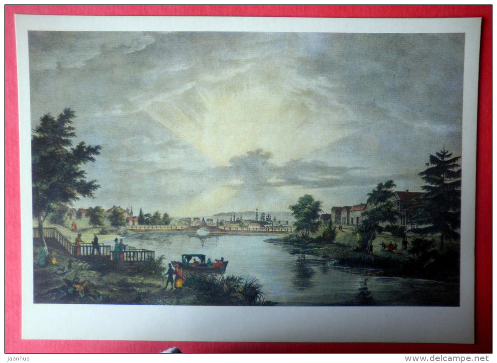 painting by Augustin Francois Lemaitre - Presnensky Pond , 1825 - french art - unused - JH Postcards