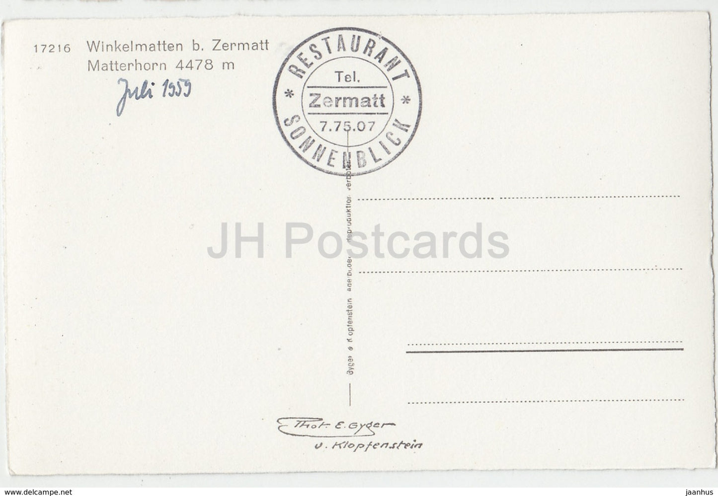 Winkelmatten bei Zermatt - Matterhorn - 17216 - Switzerland - 1959 - used