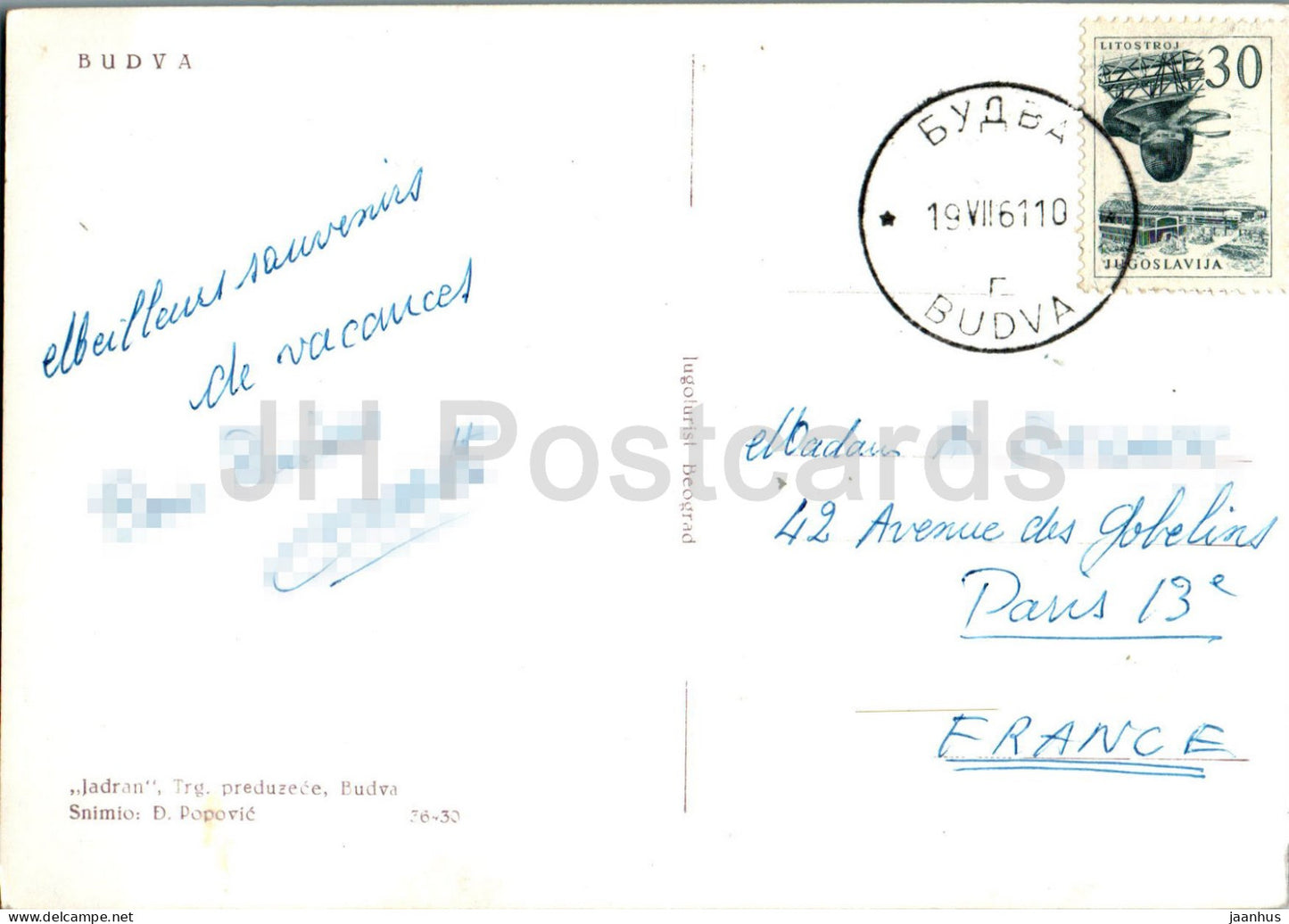 Budva - 36-30 - 1961 - Yougoslavie - Monténégro - d'occasion 