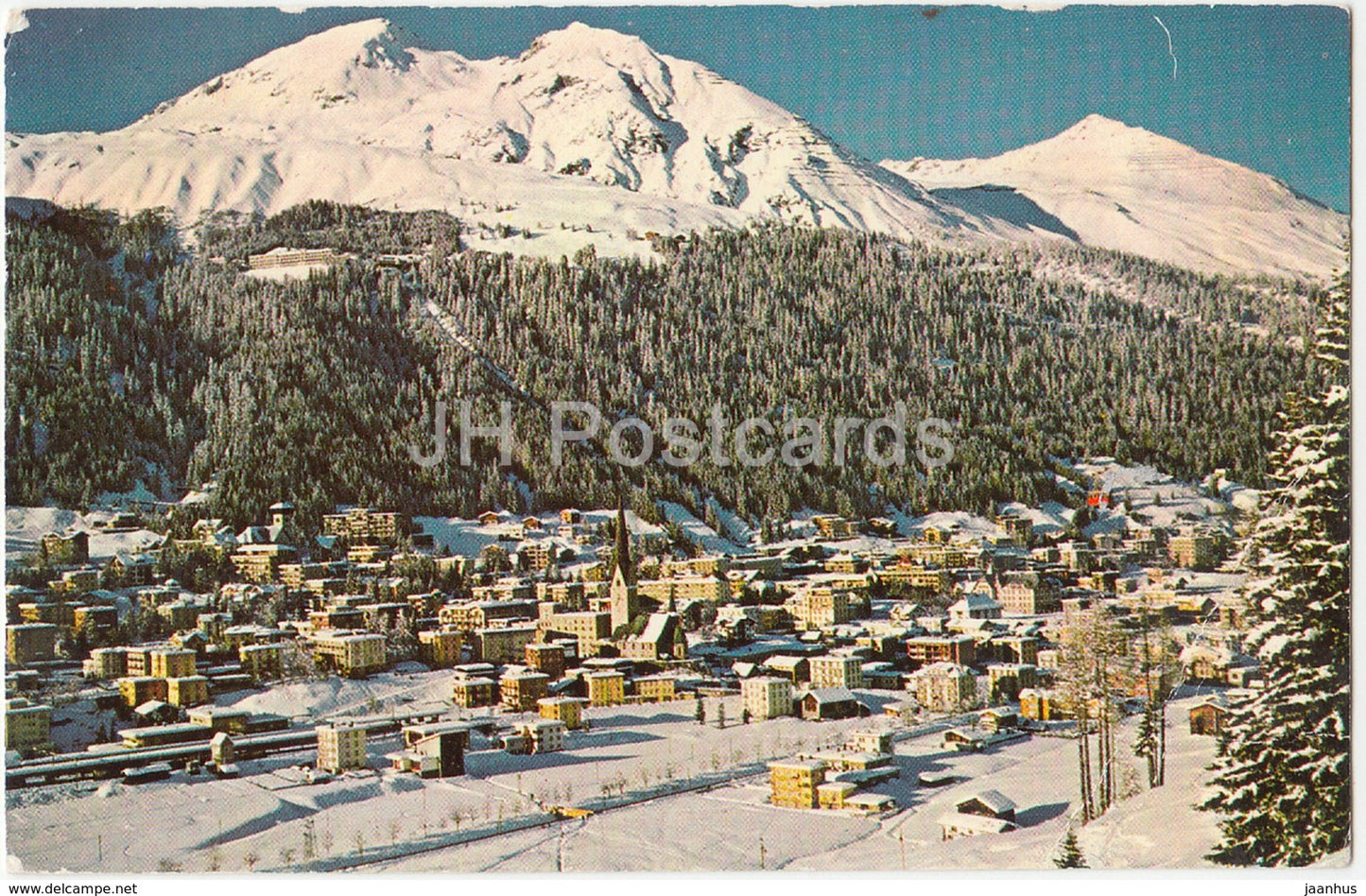 Davos - Blick gegen Schatzalp und Strela Schiahorner und Dorfberg - 704 - Switzerland - 1960 - used - JH Postcards