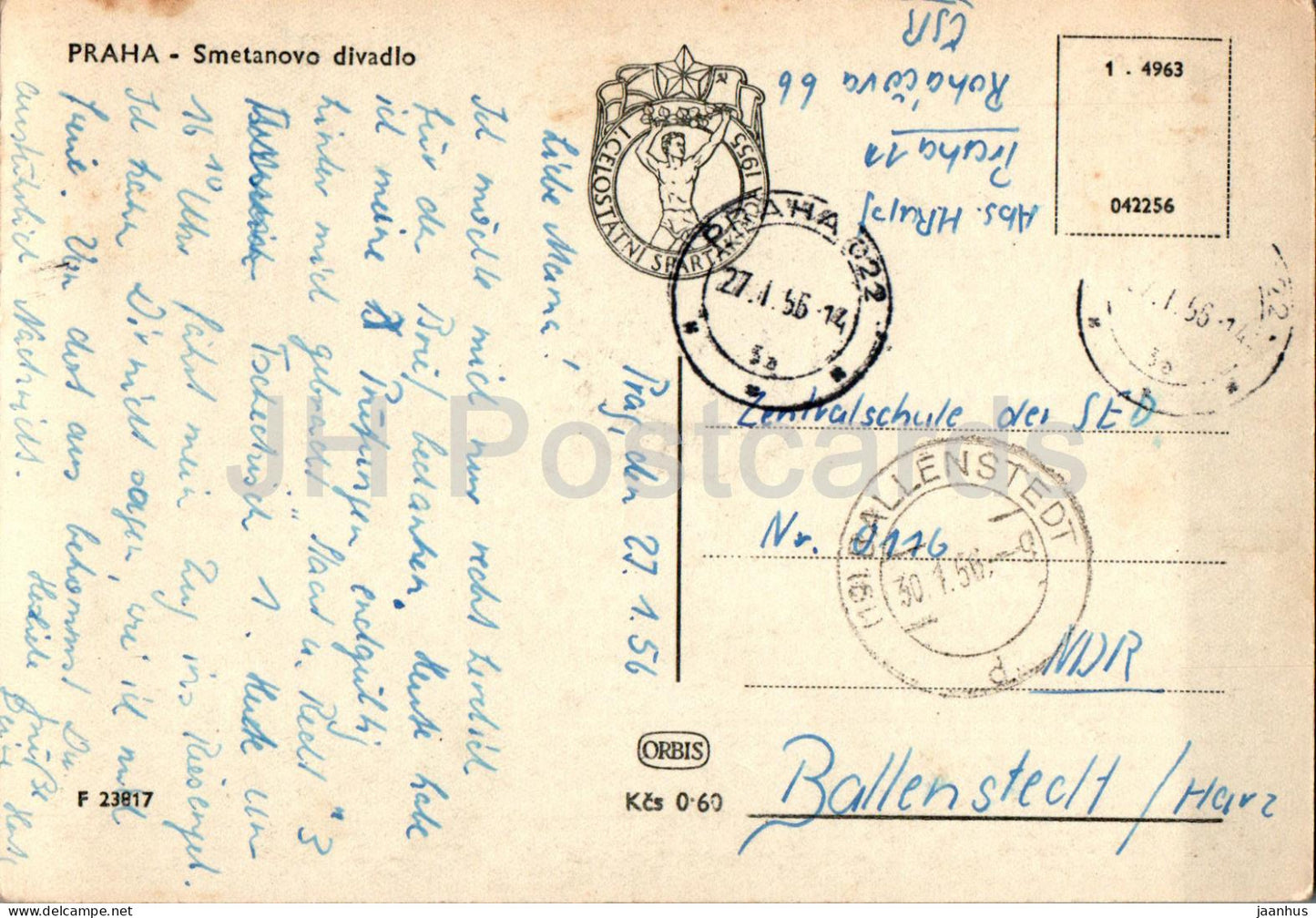 Praha - Prag - Smetanovo divadlo - Theater - alte Postkarte - 1956 - Tschechische Republik - Tschechoslowakei - gebraucht