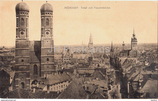 Munchen - Total mit Frauenkirche - Munich - 9156 - old postcard - Germany - used - JH Postcards