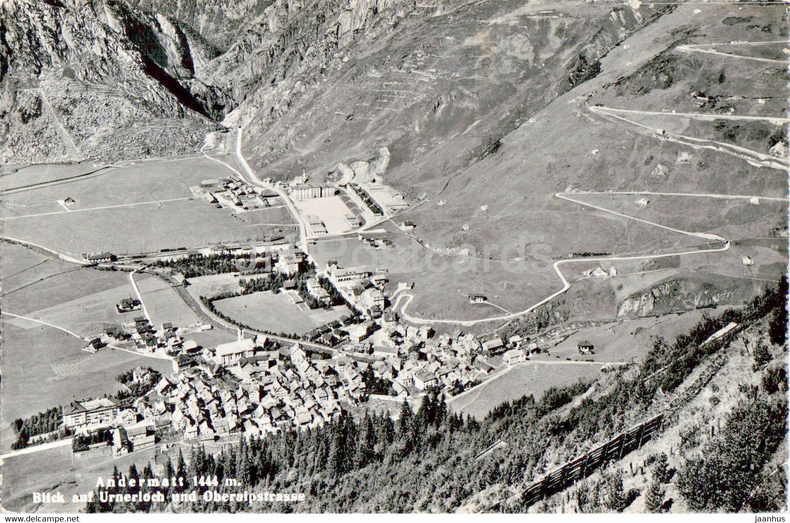 Andermatt 1444 m - Blick auf Urnerloch und Oberalpstrasse - 2210 - 1961 - Switzerland - used - JH Postcards