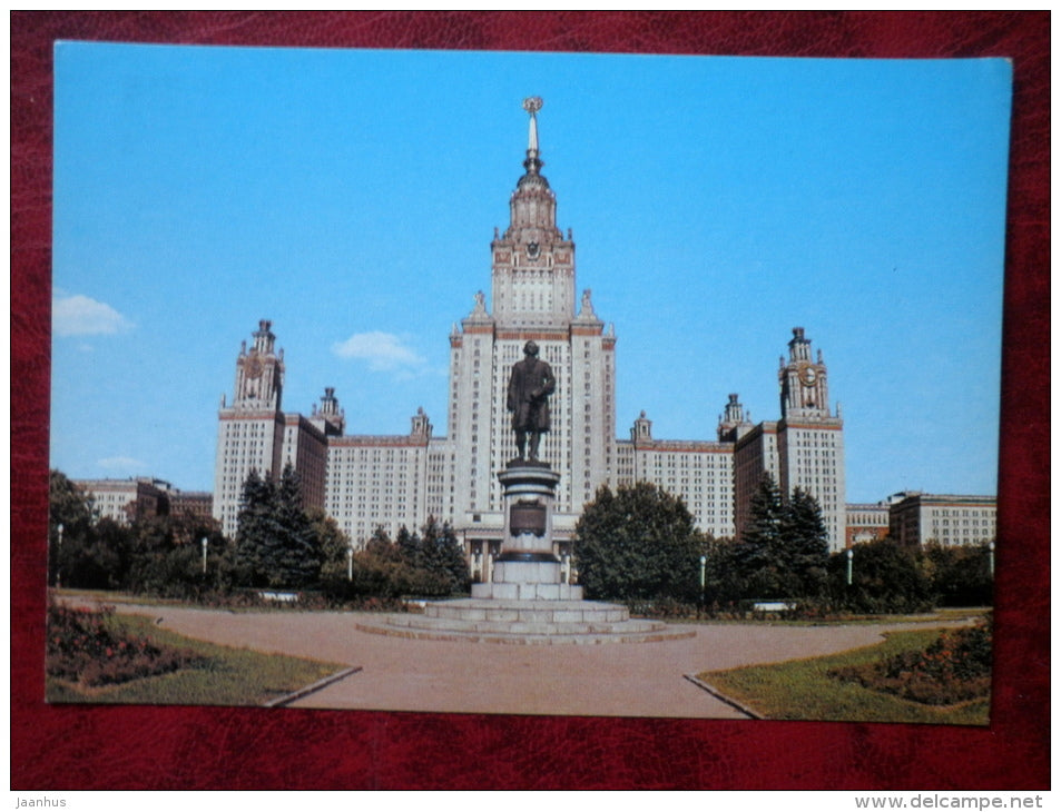 Lomonosov State University - Monument to Lomonosov - Moscow - 1985 - Russia - USSR - unused - JH Postcards