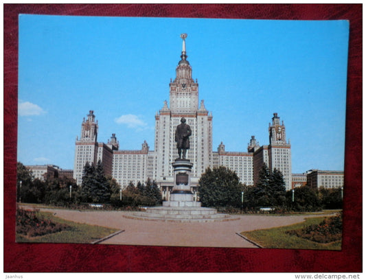 Lomonosov State University - Monument to Lomonosov - Moscow - 1985 - Russia - USSR - unused - JH Postcards