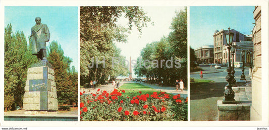 Odessa - Alley of Glory - Theatre Square - monument to Ukrainian poet T. Shevchenko - 1982 - Ukraine USSR - unused - JH Postcards