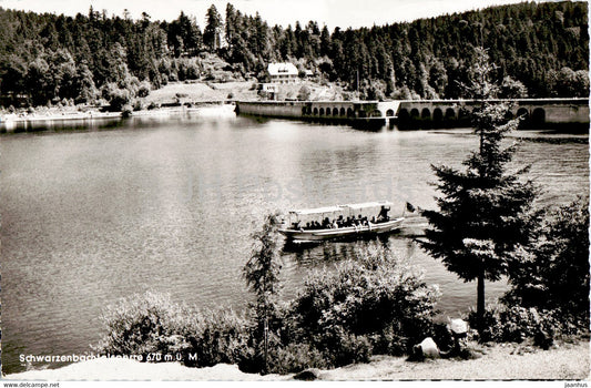 Schwarzenbach Talsperre - boat - old postcard - Germany - unused - JH Postcards