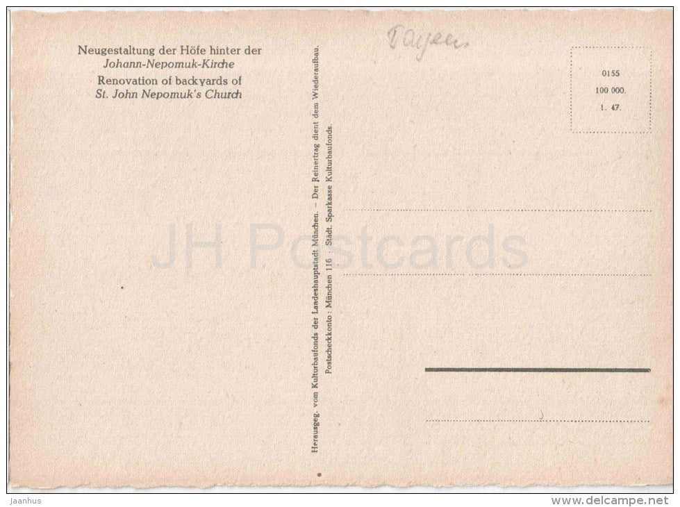 München - Neugestaltung der Hofe der Johann-Nepomuk kirche - church - Germany - ungelaufen - JH Postcards