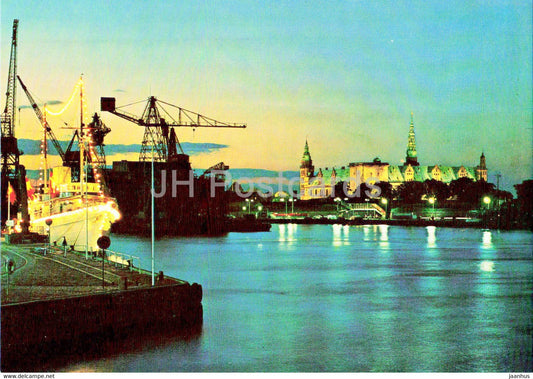 Kronborg by Night - ship - Denmark - unused - JH Postcards