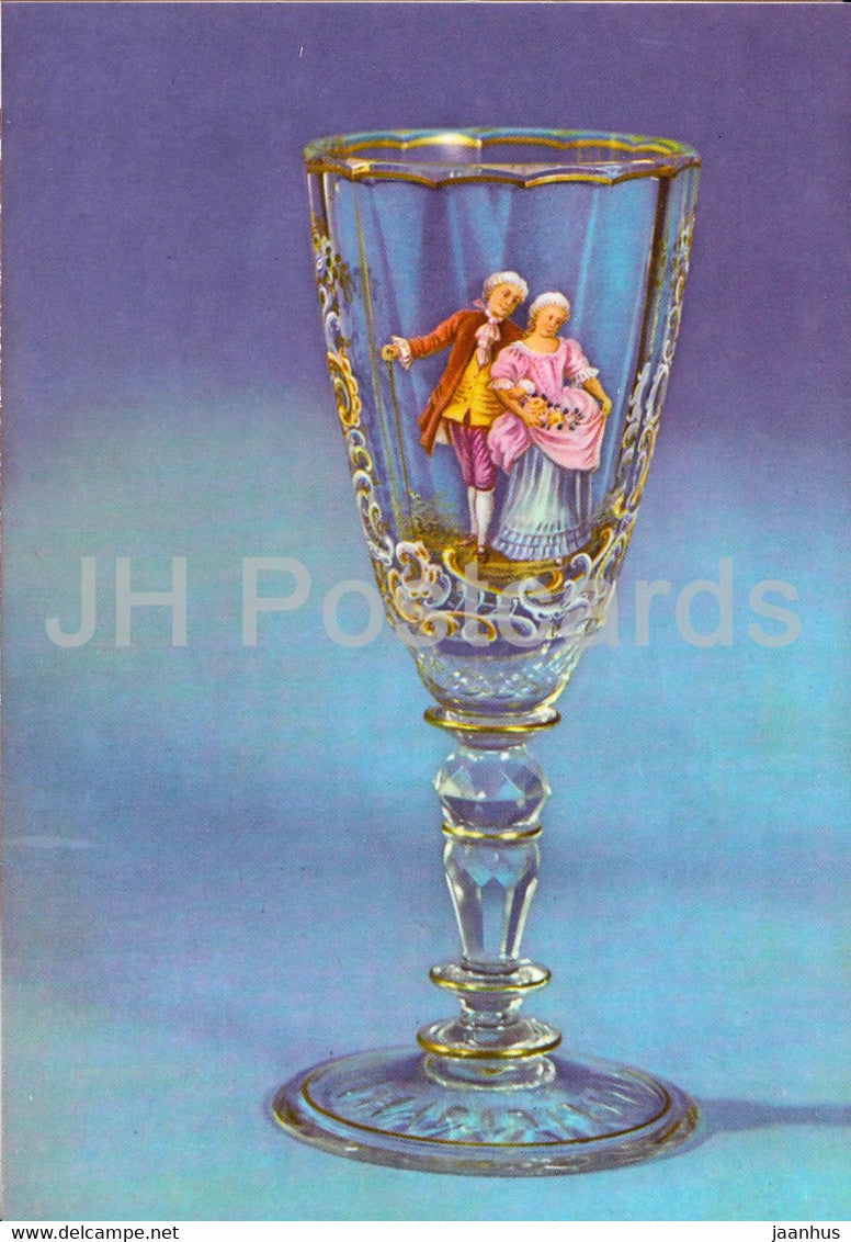 Kristallpokal 14 fach facettierte Wandung - Crystal cup - Germany DDR - unused - JH Postcards