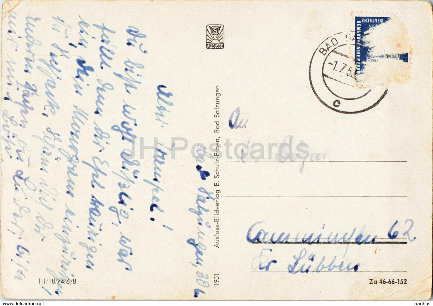 Bad Salzungen - Freiluftinhalation im Gradierwerk - carte postale ancienne - années 1950 - Allemagne DDR - utilisé