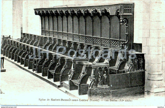 Eglise de St Benoit sur Loire - Les Stalles - church - old postcard - France - unused - JH Postcards