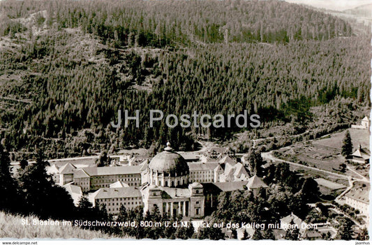 St Blasien im Sudschwarzwald - Blick auf das Kolleg mit dem Dom - cathedral - old postcard - Germany - unused - JH Postcards