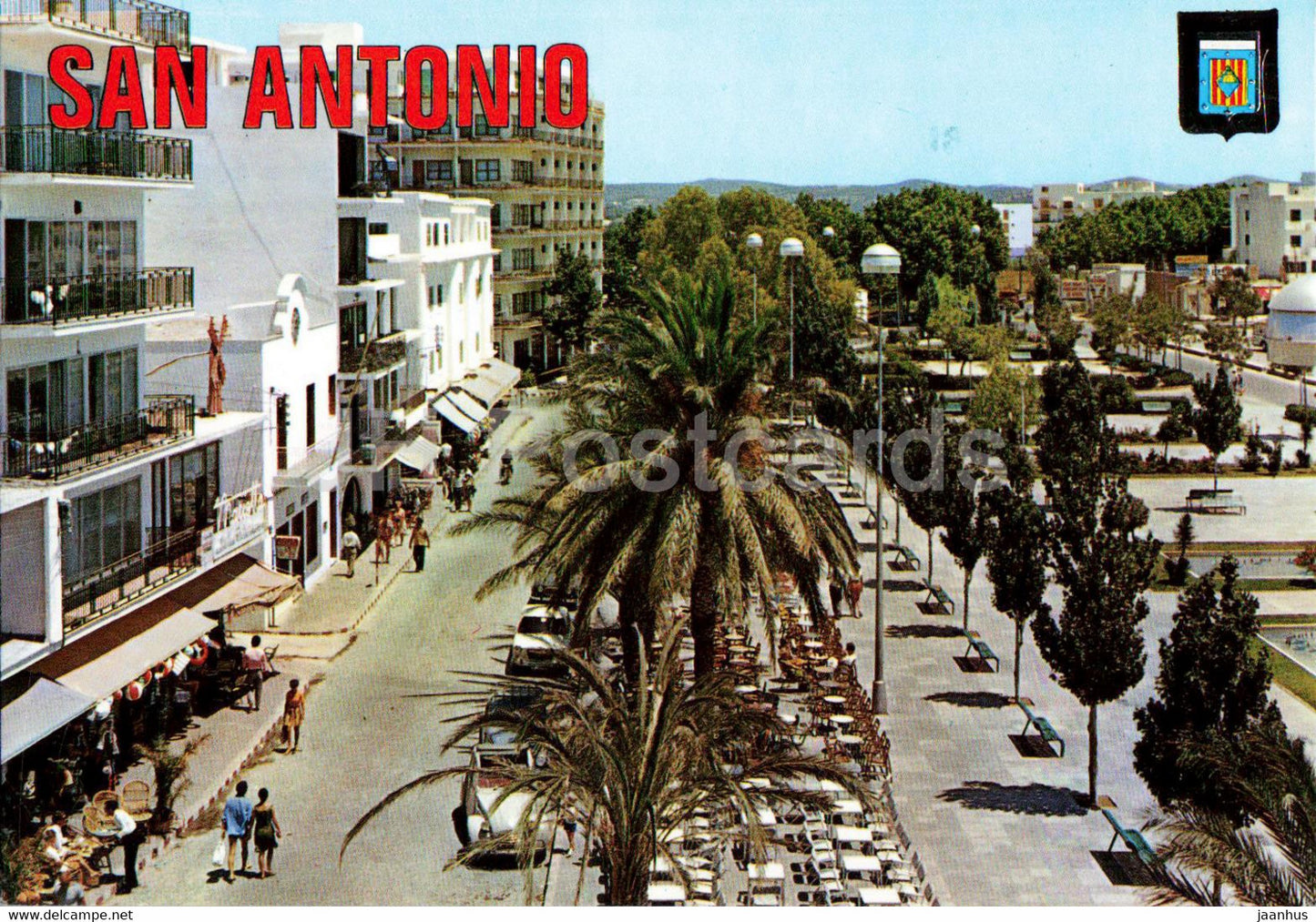 Isla Blanca - San Antonio Abad - Calle Miramar y Paseo - street - avenue - Ibiza - 345 - Spain - used - JH Postcards