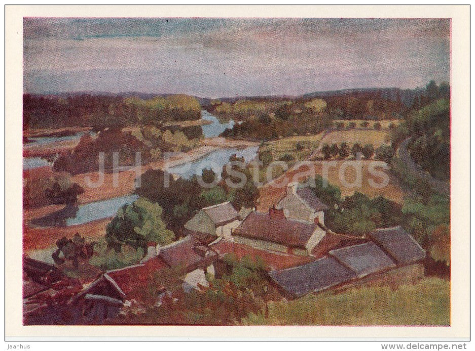 painting by A. Karvovsky - Loire landscape , 1947 - Russian art - Russia USSR - 1980 - unused - JH Postcards