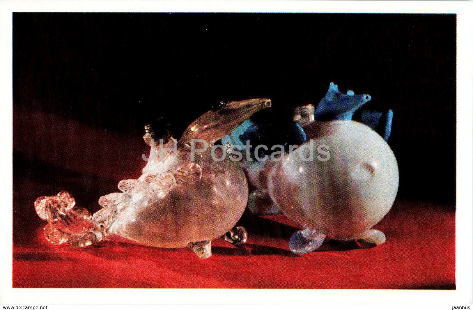 Perfume flasks shaped as Doves - Spanish Glass in Hermitage - Spanish art - 1970 - Russia USSR - unused - JH Postcards