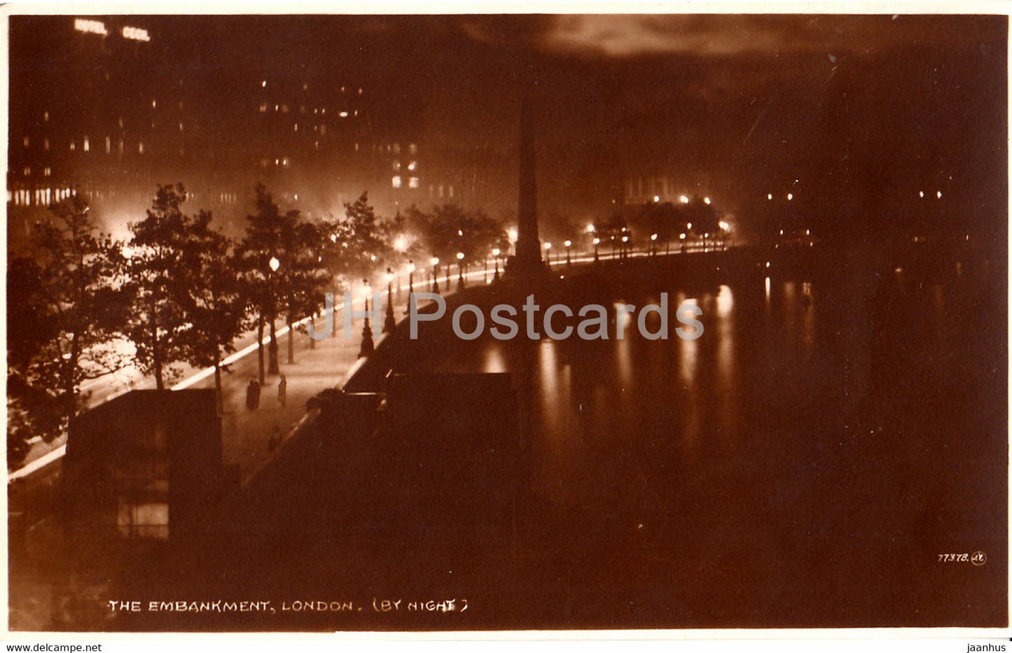 London - The Embankment - By Night - 77378 - Valentine - old postcard - England - United Kingdom - unused - JH Postcards