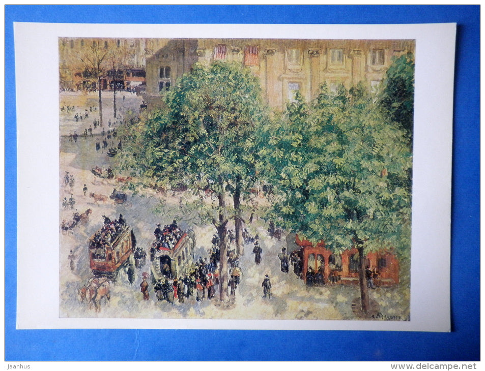 painting by Camille Pissarro - large format card - La Place du Theatre-Francais in Paris , 1906 - french art - unused - JH Postcards