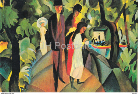 painting by August Macke - Spaziergang auf der Brucke - Walking on the Bridge - 8199 - German art - Germany - unused - JH Postcards