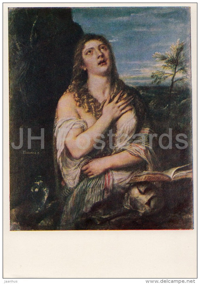 painting by Titian - Penitent Mary Magdalene - Italian art - Russia USSR - 1957 - unused - JH Postcards