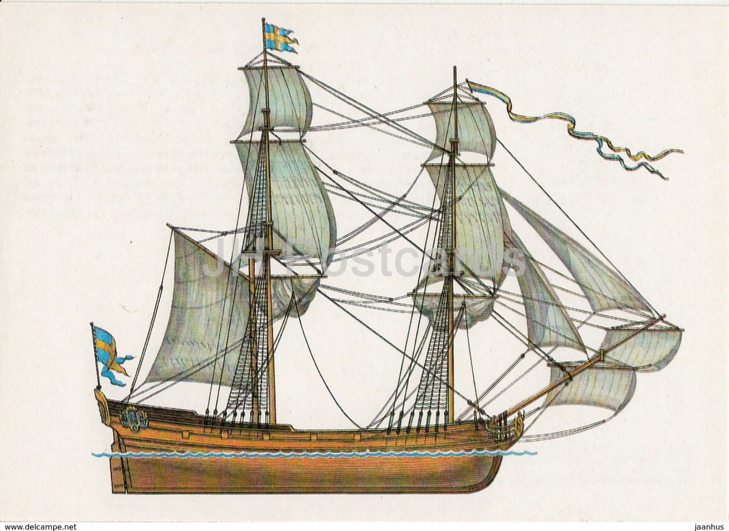 Swedish Snow - sailing ship - illustration - 1989 - Russia USSR - unused - JH Postcards