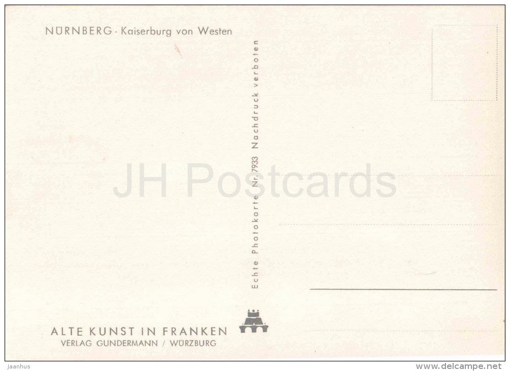 Nürnberg - Kaiserburg von Westen - 7933 - Germany - ungelaufen - JH Postcards