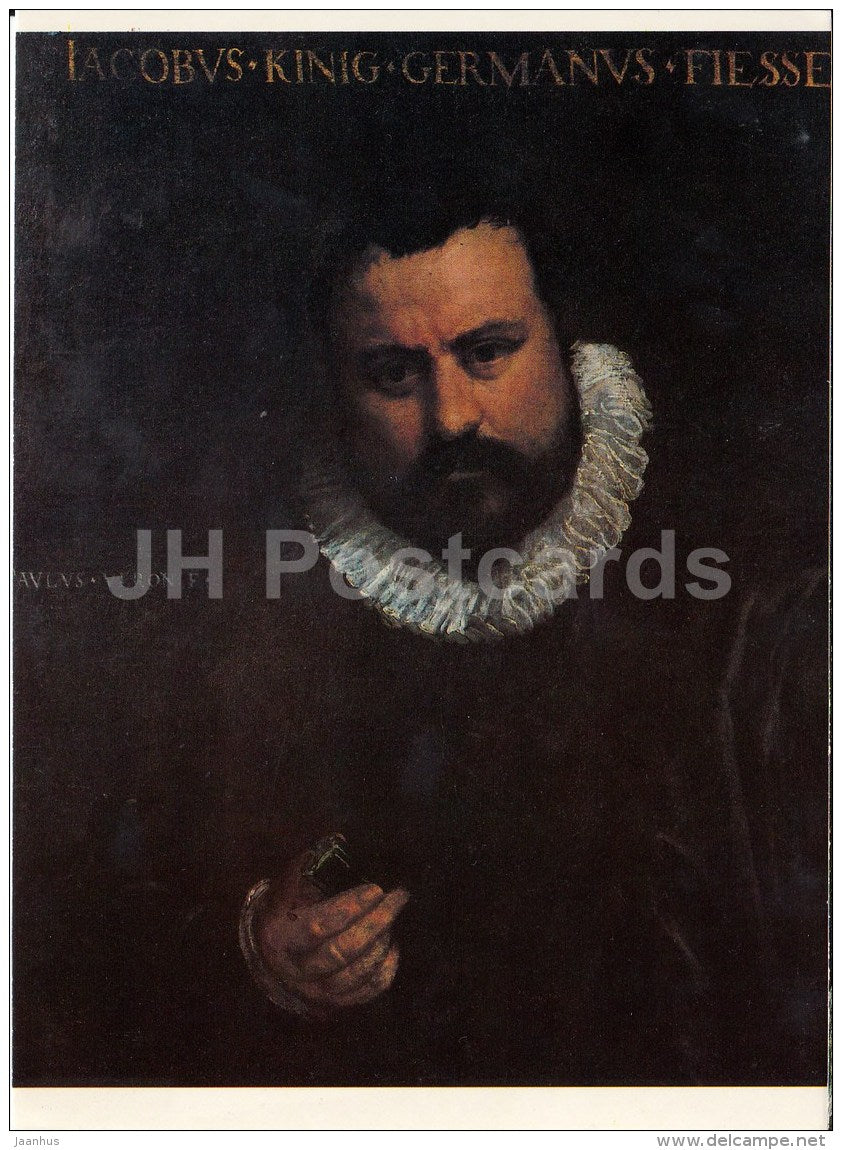 painting by Paolo Veronese - Portrait of Jeweller Jakob Kinig , 1575 - Italian art - large format card - Czech - unused - JH Postcards