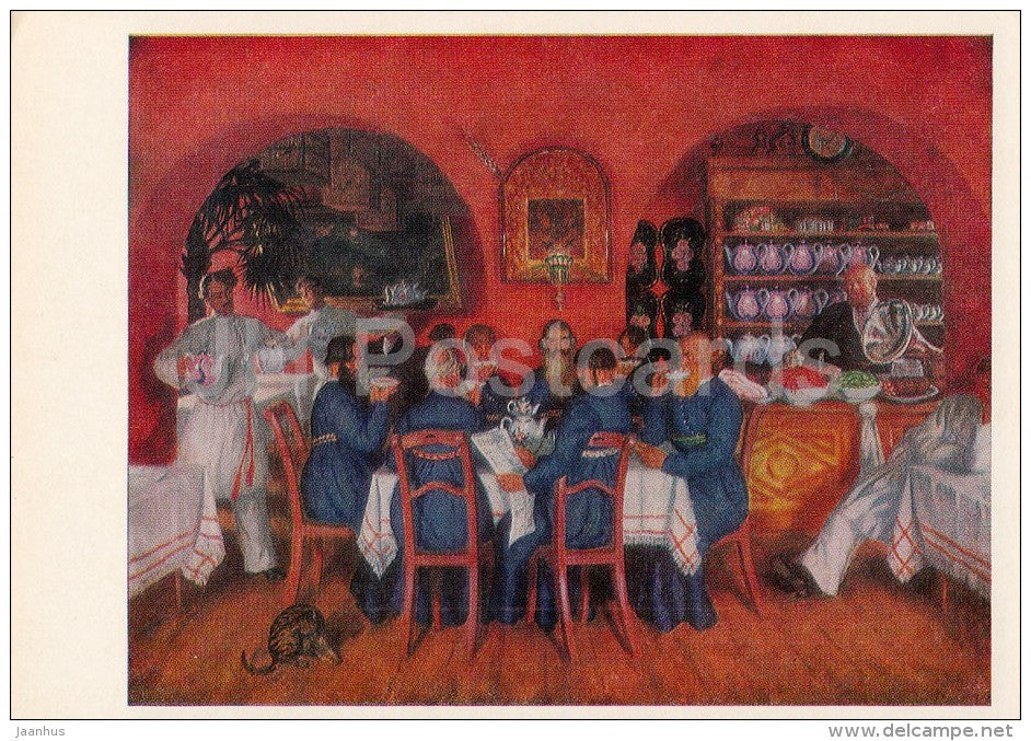 painting by B. Kustodiev - Moscow Tavern , 1916 - Russian art - Russia USSR - 1981 - unused - JH Postcards