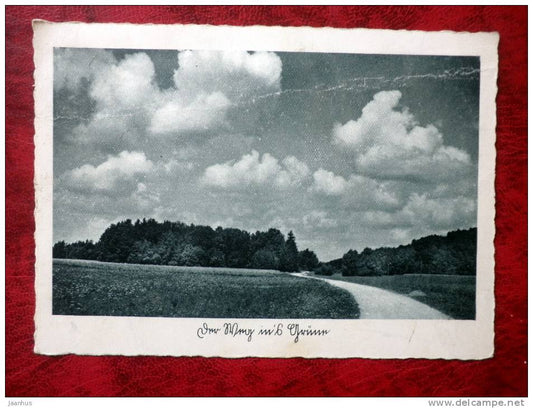 Der Weg ins Grüne - view postcard - road - sent to Estonia - Germany - used - JH Postcards