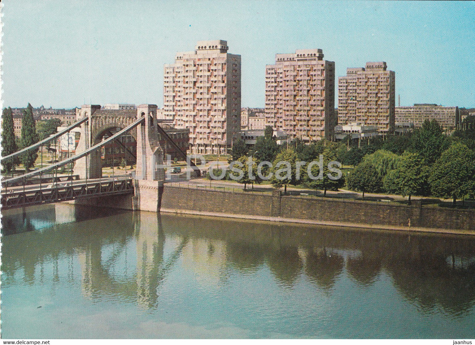 Wroclaw - residental buildings at Grunwaldzki Square - view from Grunwaldzki bridge - Poland - unused - JH Postcards