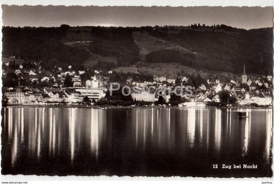 Zug bei Nacht - 12 - Switzerland - old postcard - unused - JH Postcards