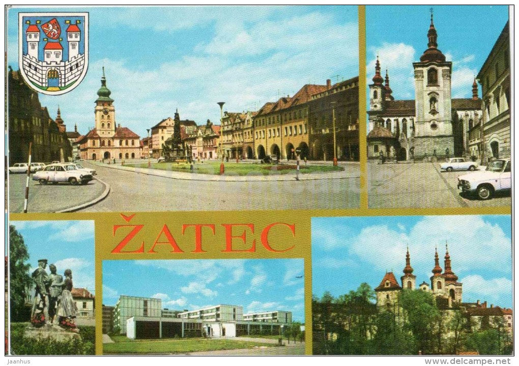 Zatec - Great October Socialist Revolution square - Hostalkovo square - Czechoslovakia - Czech - used 1970s - JH Postcards