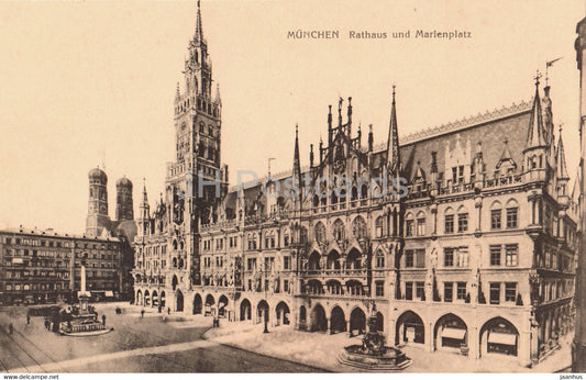 Munchen - Rathaus und Marienplatz - Munich - 9017 - old postcard - Germany - unused - JH Postcards