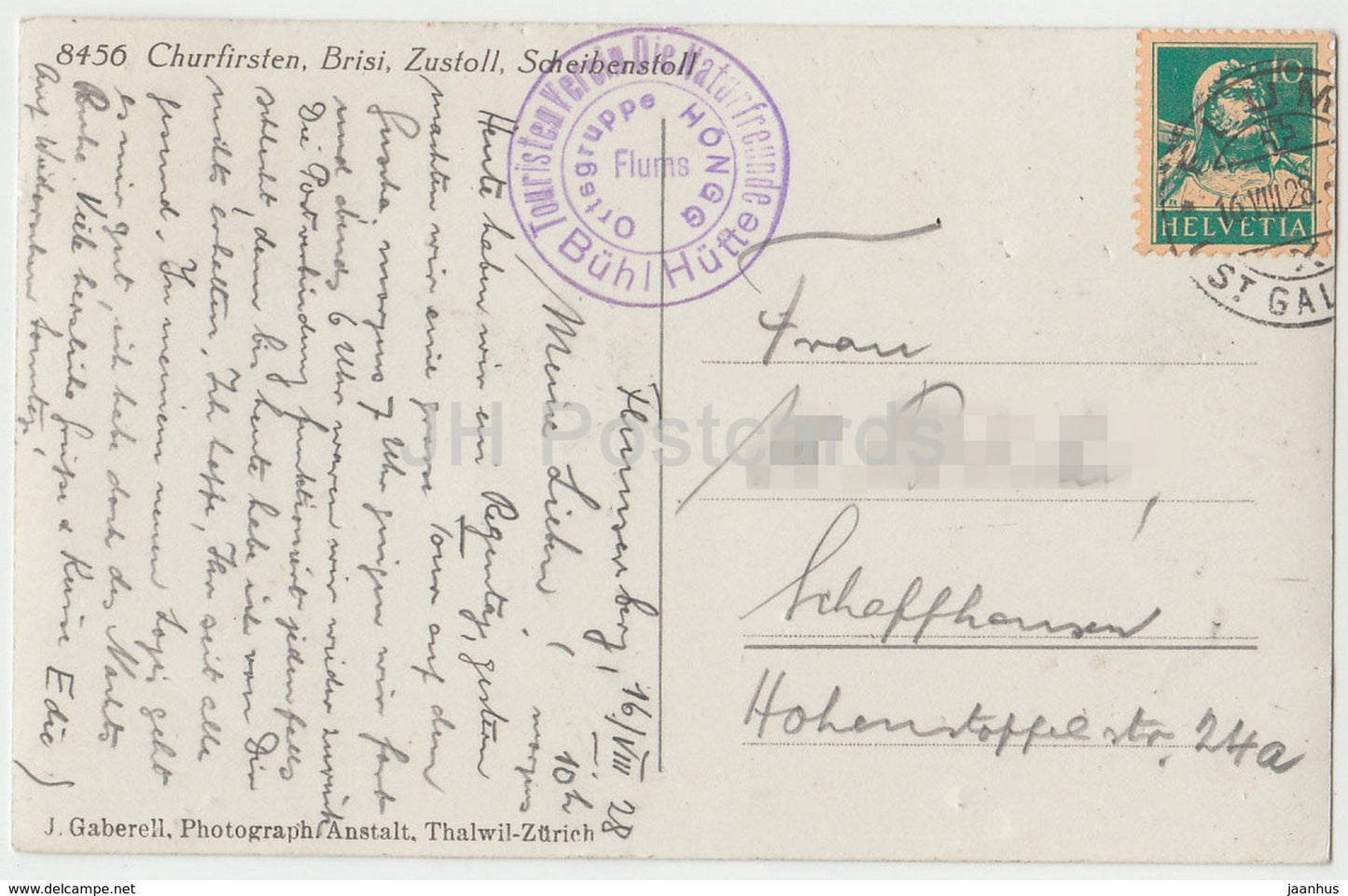 Churfirsten - Brisi - Zustoll - Scheibenstoll - 8456 - Switzerland - 1928 - used