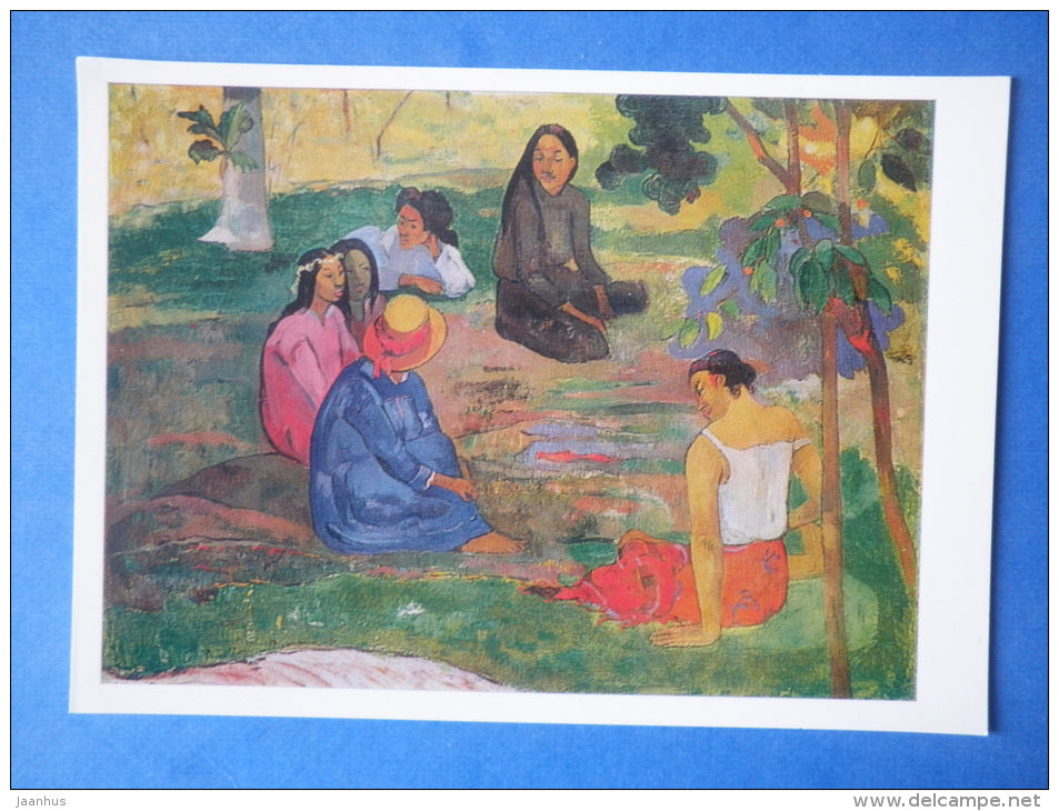 painting by Paul Gauguin - Conversation , 1891 - french art - unused - JH Postcards