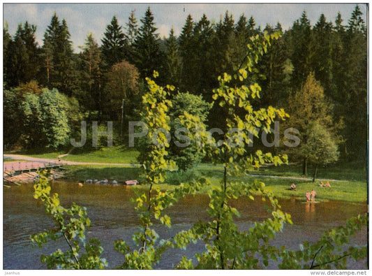 view of Parogre park - Ogre - old postcard - Latvia USSR - unused - JH Postcards