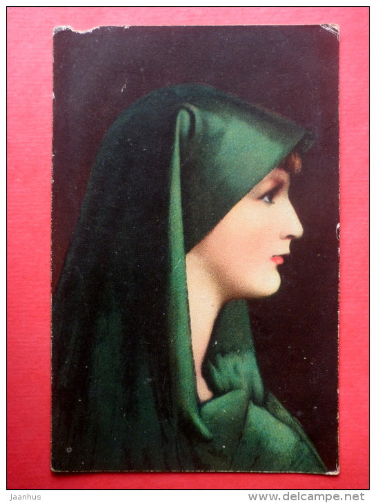 painting by Jean Jacques Henner . Study Head of a Woman - Stengel - french art - unused - JH Postcards