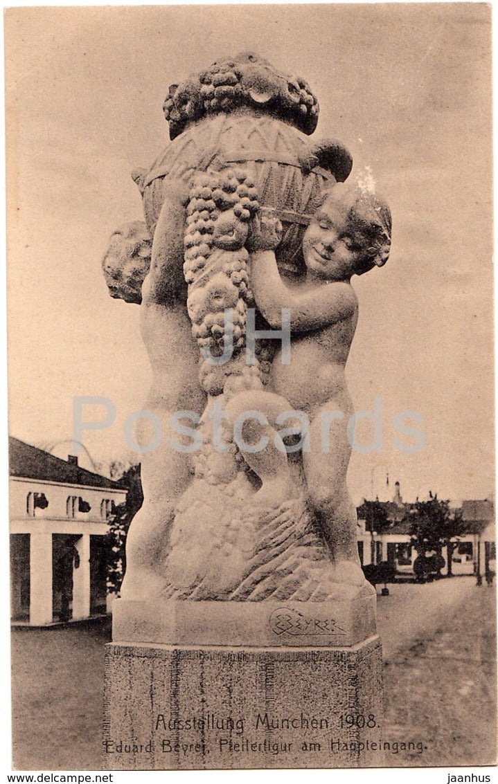 Munchen Ausstellung 1908 - Eduard Beyrei - Pfeilerfigur am Haupeingang - sculpture - 95 - Germany - unused - JH Postcards